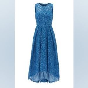 $615 NEW W. TAG SHOSHANNE MIDNIGHT INDIGO CORALINE FLORAL LACE DRESS US 10